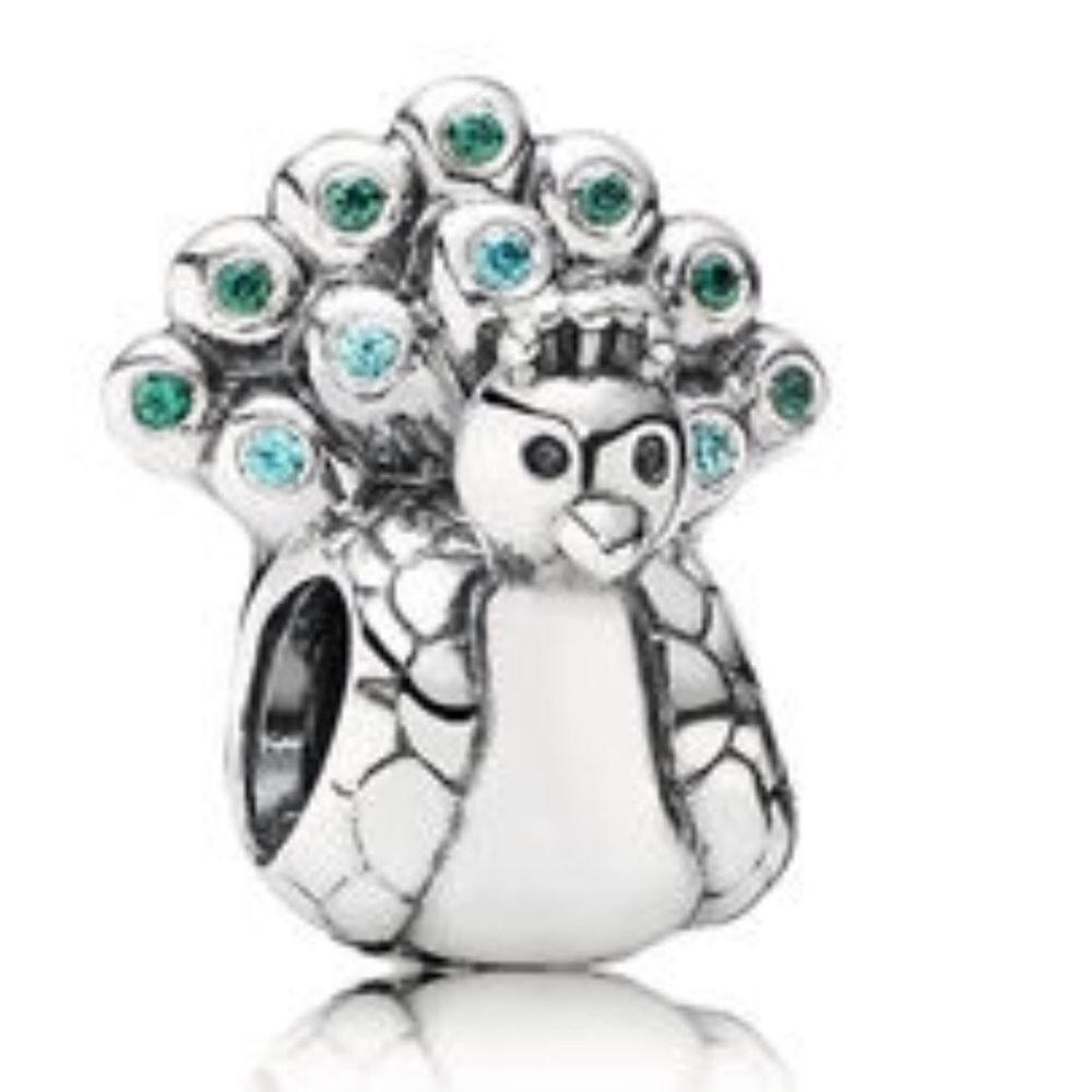 Authentic Pandora Peacock Silver Charm With Stones